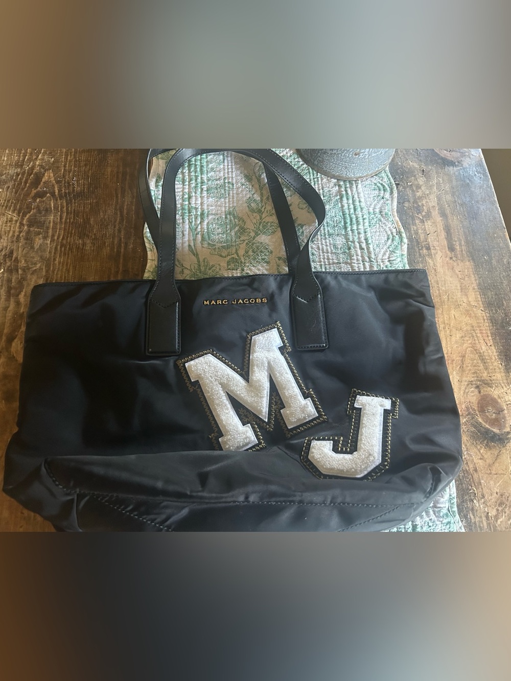 Marc Jacobs Women's Wingman MJ Varsity Letters Nylon Tote Black M0013563 001